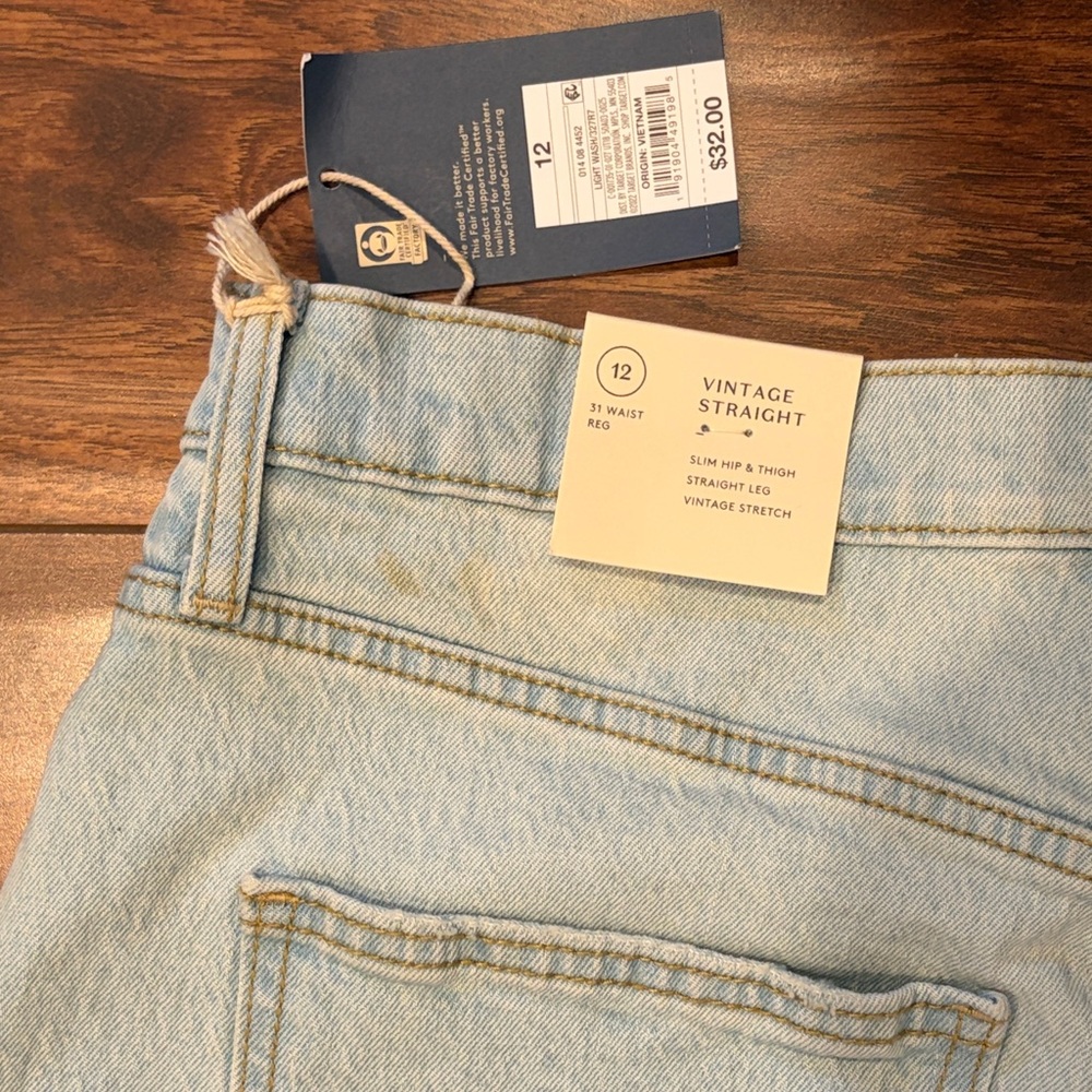 Universal Thread Light Blue Vintage Stretch Straight Distressed Jean Size 12/31R - Picture 9 of 13